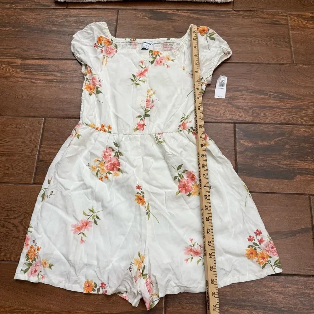 Old Navy Girls Romper Floral Square-Neck Flowy Elastic Back Sz XL 14/16 NWT